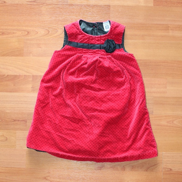 Carter's Girls Sz 2T Polka Dot Velvet Jumper Dress - Picture 6 of 8